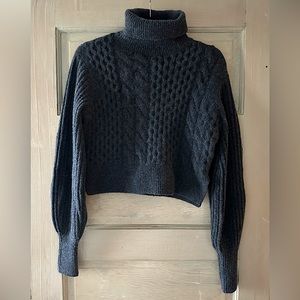 All Saints, crop sweater, wool x-small, navy blue-gray